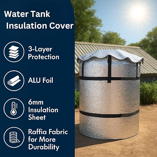 3-Layer Insulated Water Tank Cover (500,1000 Litre) – 6 mm Korean Sheet, UV & Weather Protection, Heat Resistant for Overhead Tanks