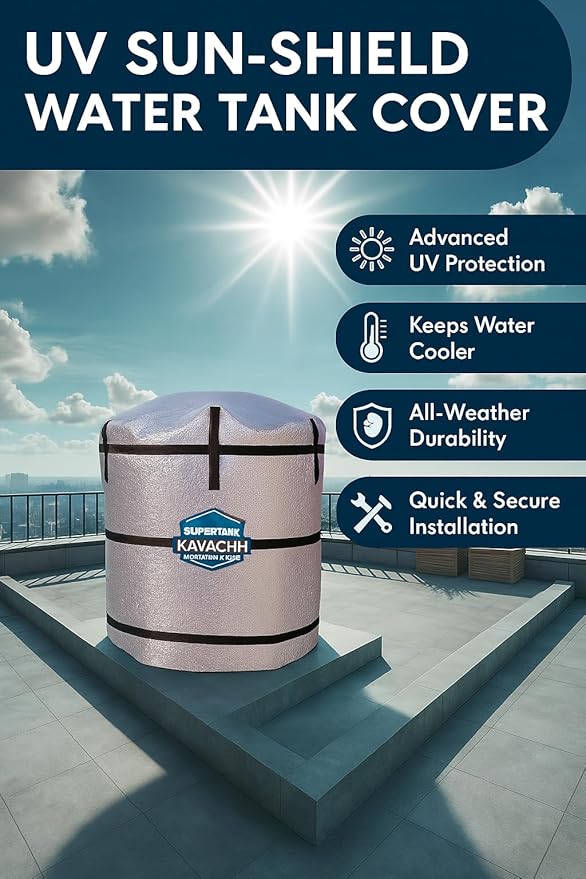 3-Layer Insulated Water Tank Cover (500,1000 Litre) – 6 mm Korean Sheet, UV & Weather Protection, Heat Resistant for Overhead Tanks